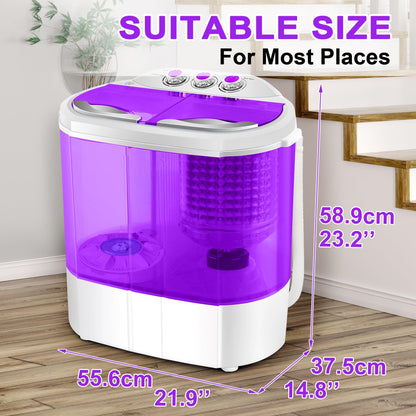 Electric Mini Portable Compact 3.6KG Capacity Washer Washing Machine Spin Dryer Laundry (Purple) [Energy Class A]