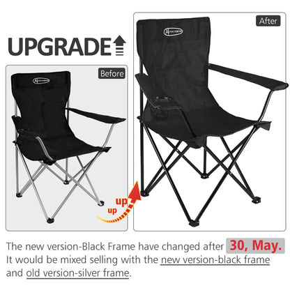 Folding Camping Chairs, Outdoor Portable Garden Folding Camp Chair with Cup Holder - Lightweight 2.2kg, Comfortable Beach Chair for Camping, Fishing, Parties, Barbecue