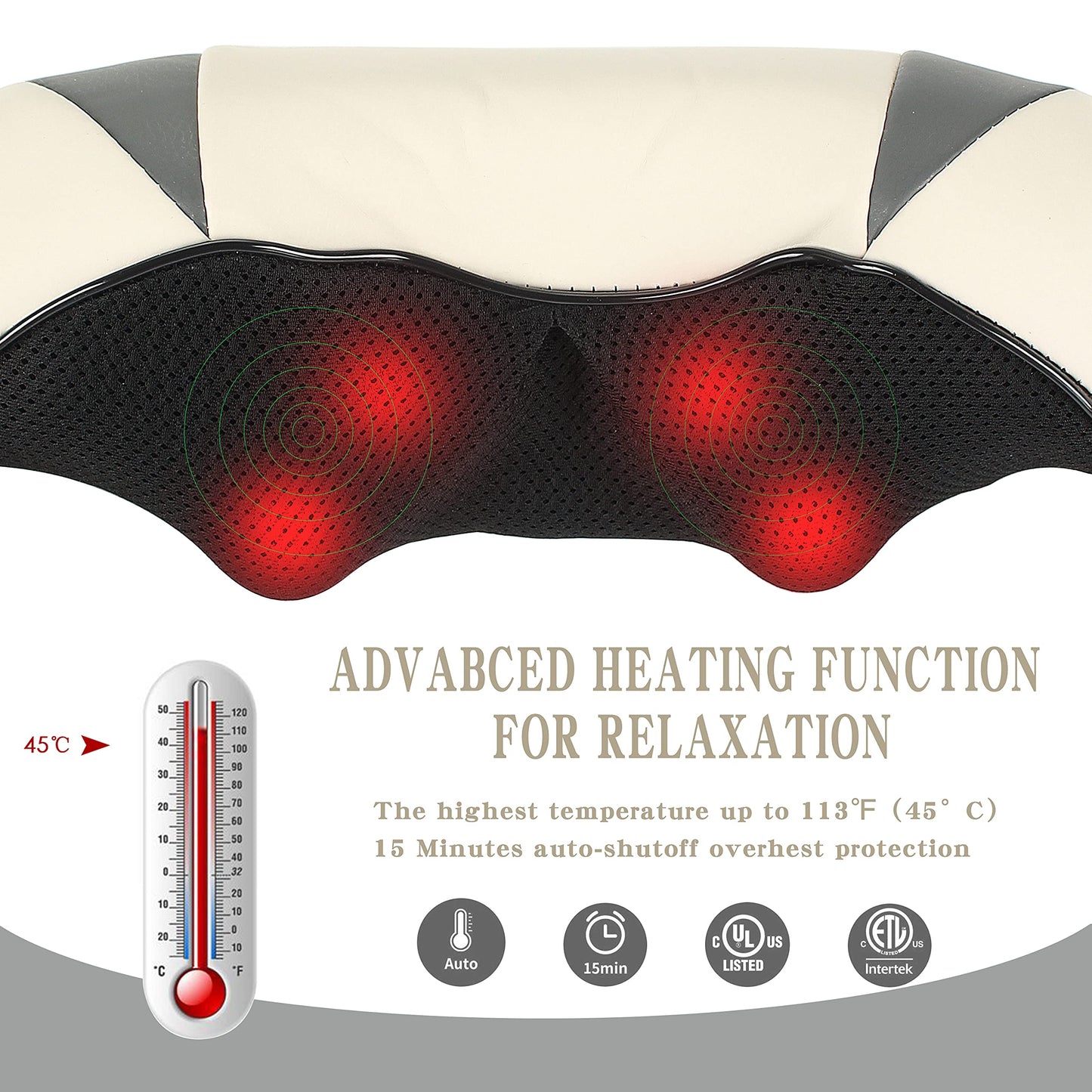 Shiatsu Shoulder massager, Back and Neck Massager with Heating function, 3D Deep Kneading Massager with Adjustable Speed, Massager can Relieve Muscle Pain