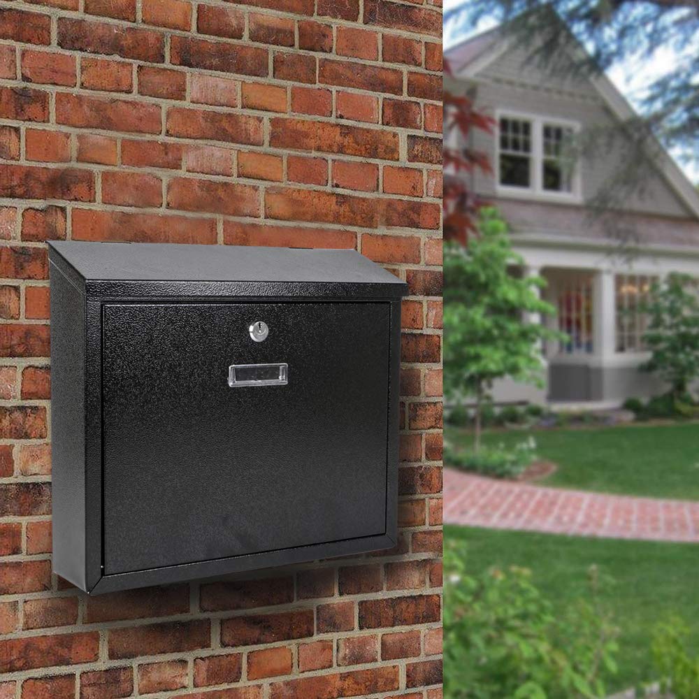 Lockable Letter box | Post box | Mail box with Cover Outdoor Wall Mounted Mail box - Black