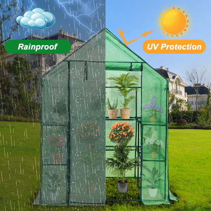 Greenhouse Portable Outdoor Small Green Houses with PE Cover,143 x 143 x 195 cm