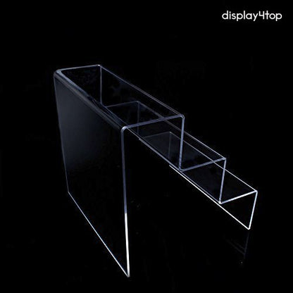 3 Step Acrylic Display Stand Counter Retail Riser Polish Plinth ，2 PACK(200 * 200 * 200mm)