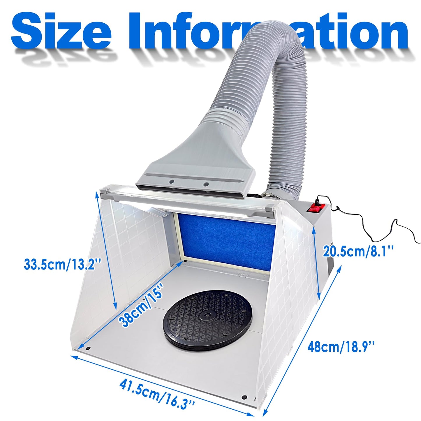 Airbrush Toy Model Parts Spray Booth Hose Kit Paint Craft Odor Extractory Hobby Spray Booth Portable w/LED Light Turn Table Powerful Fan with Filter Extraction