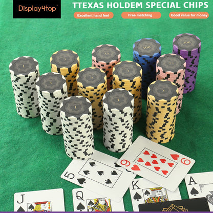 Clay Poker Chips Set for Texas Holdem,Poker Chips with Denominations,Features a high-end Carrying case with Leather Interior Design and German Polycarbonate Shell(500pcs - 13.5g)