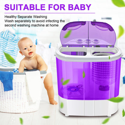 Electric Mini Portable Compact 3.6KG Capacity Washer Washing Machine Spin Dryer Laundry (Purple) [Energy Class A]