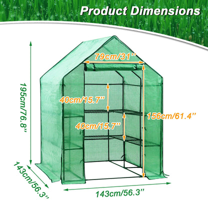 Greenhouse Portable Outdoor Small Green Houses with PE Cover,143 x 143 x 195 cm