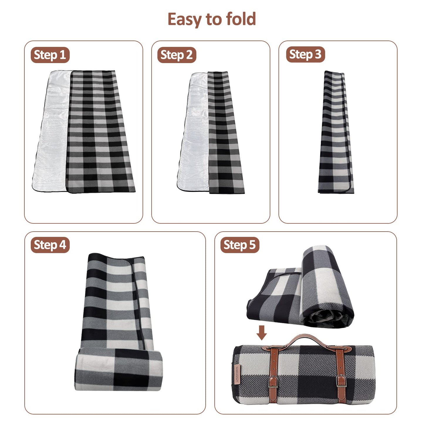 Picnic Blanket Portable, 200 x 200CM Extra Large Waterproof Picnic Mats with Carrying Handle, Outdoor Multipurpose Rugs for Camping, Travel, Park, Beach, Garden, Family Gathering