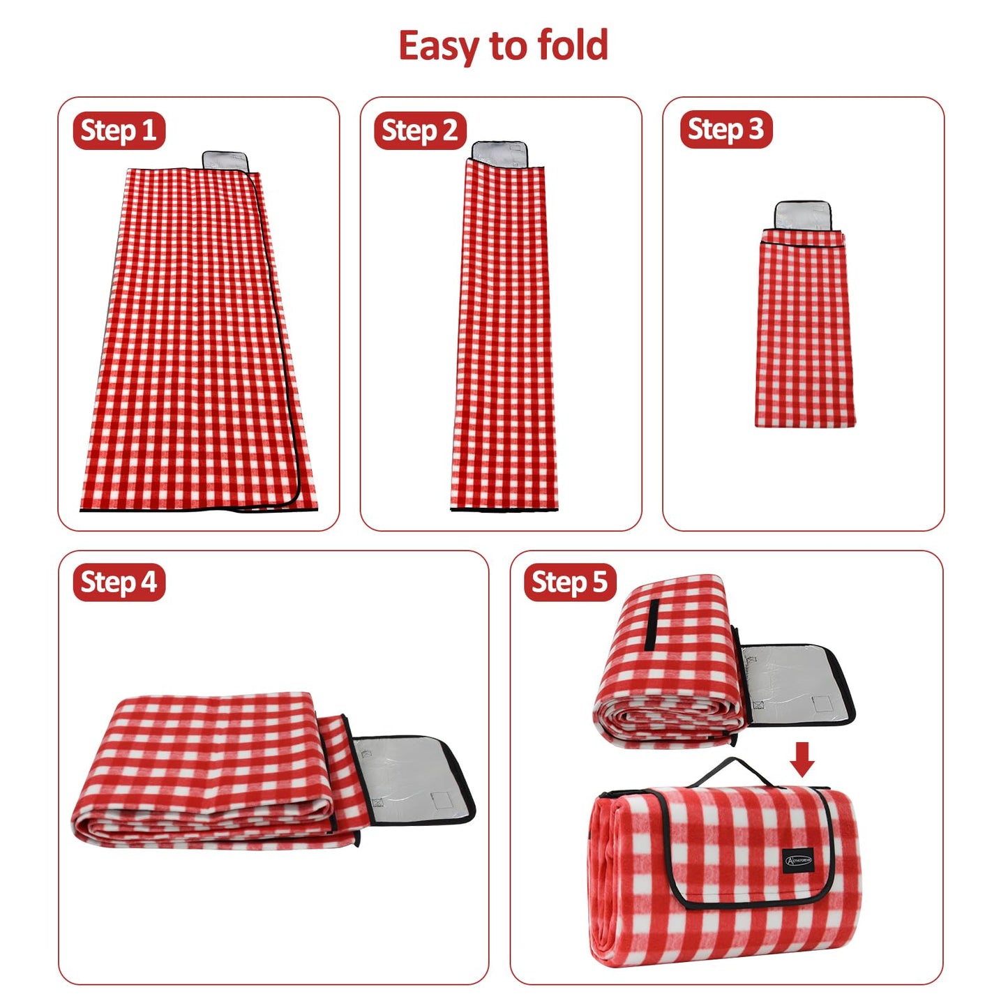 Picnic Blanket Portable, 200 x 200CM Extra Large Waterproof Picnic Mats with Carrying Handle, Outdoor Multipurpose Rugs for Camping, Travel, Park, Beach, Garden, Family Gathering