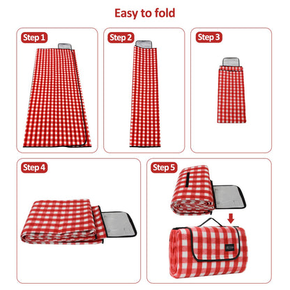 Picnic Blanket Portable, 200 x 200CM Extra Large Waterproof Picnic Mats with Carrying Handle, Outdoor Multipurpose Rugs for Camping, Travel, Park, Beach, Garden, Family Gathering