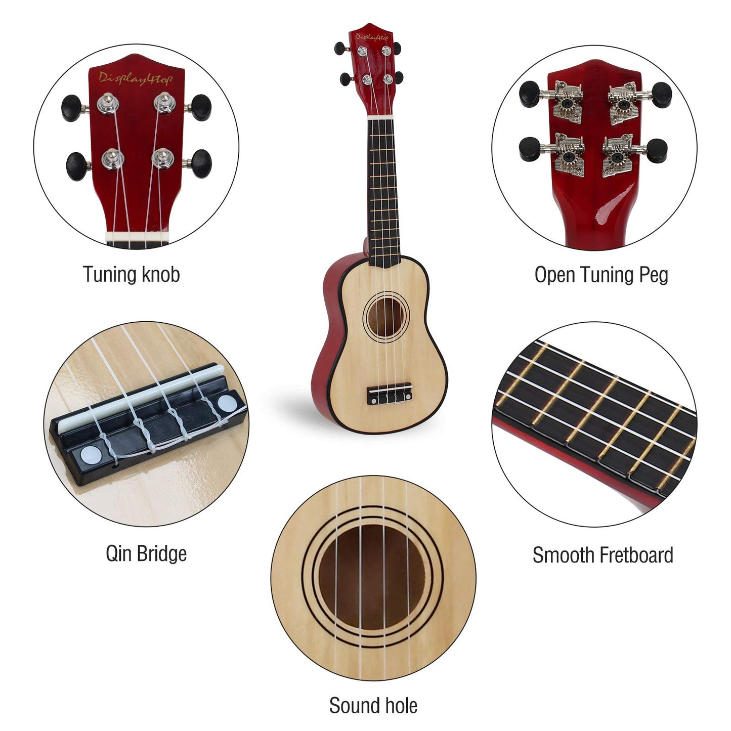 21 Inch Soprano Ukulele,Professonial Ukele for Kids Bundle with Gig Bag, Picks,Extra Strings