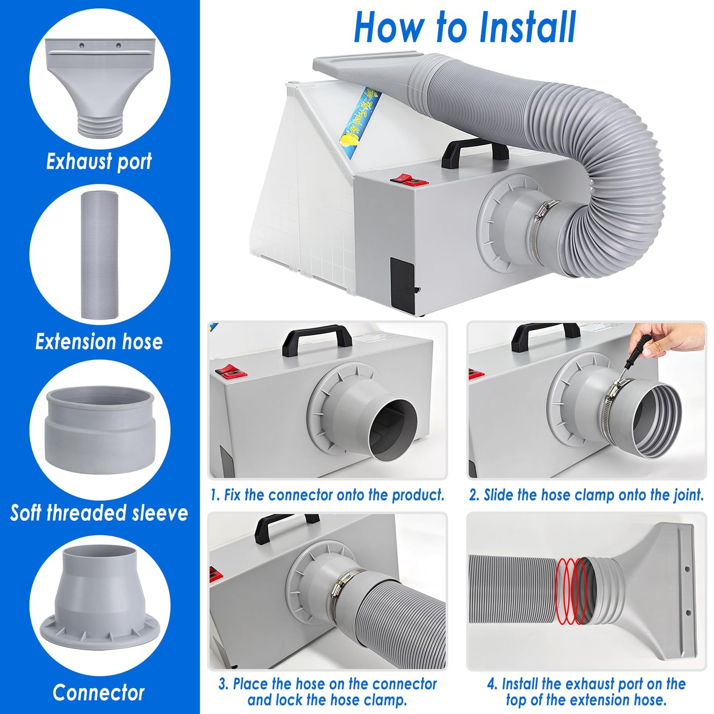 Airbrush Toy Model Parts Spray Booth Hose Kit Paint Craft Odor Extractory Hobby Spray Booth Portable w/LED Light Turn Table Powerful Fan with Filter Extraction