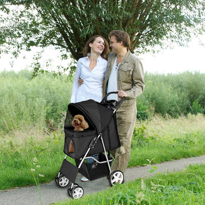 Pet Travel Stroller Dog Cat Pushchair Pram Jogger Buggy with 4 Wheels