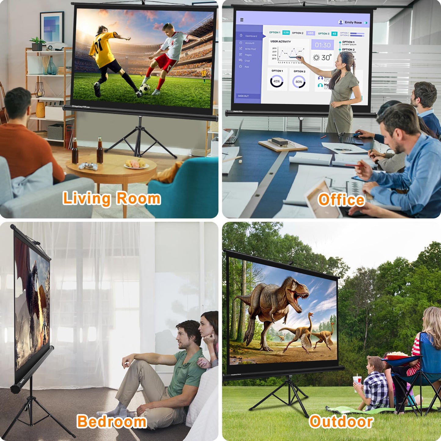 60" Portable Projector Screen,4:3 Portable Foldable For Home Theater Cinema Indoor Outdoor Projector Movie Screen,Screen:122cm(W) x 91cm(H) (60" Portable Tripod)