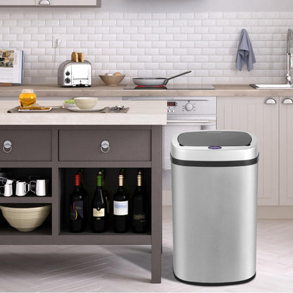 Stainless Steel Automatic Touchless Kitchen Bathroom Sensor Bin,Trash Can,Touch Bin (58LRound)