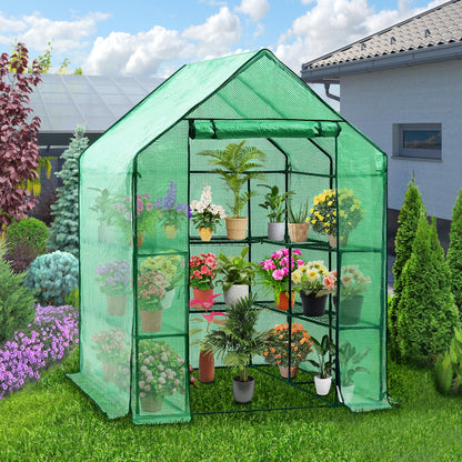 Greenhouse Portable Outdoor Small Green Houses with PE Cover,143 x 143 x 195 cm