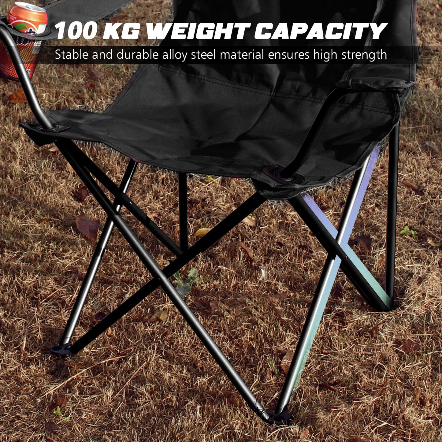 Folding Camping Chairs, Outdoor Portable Garden Folding Camp Chair with Cup Holder - Lightweight 2.2kg, Comfortable Beach Chair for Camping, Fishing, Parties, Barbecue