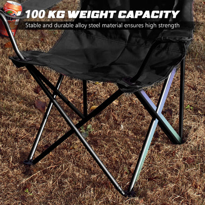 Folding Camping Chairs, Outdoor Portable Garden Folding Camp Chair with Cup Holder - Lightweight 2.2kg, Comfortable Beach Chair for Camping, Fishing, Parties, Barbecue