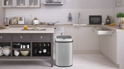 Stainless Steel Automatic Touchless Kitchen Bathroom Sensor Bin,Trash Can,Touch Bin (58LRound)