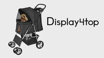 Pet Travel Stroller Dog Cat Pushchair Pram Jogger Buggy with 4 Wheels