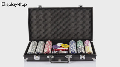 300 Piece Texas Holdem Poker Chips Set with Aluminum Case,2 Decks of Cards, Dealer, Small Blind, Big Blind Buttons and 5 Dice (300 Piece Chips)